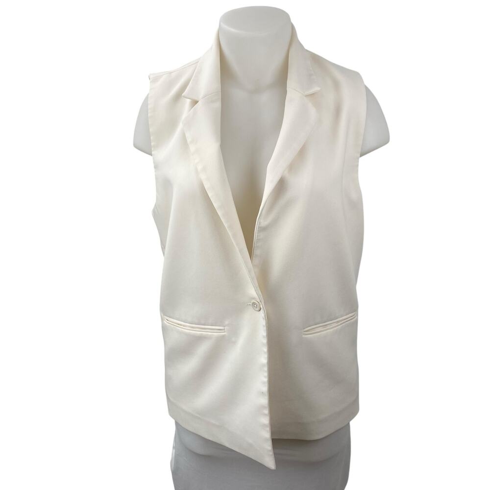 Abercrombie & Fitch White Notched Collar Sleeveless Vest Blazer Coat Jacket M